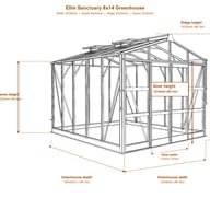 Elite Sanctuary 8x14 greenhouse dimensions diagram