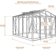 Elite Sanctuary 8x16 greenhouse dimensions diagram