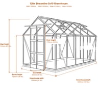 Elite Streamline 5x10 greenhouse dimensions diagram