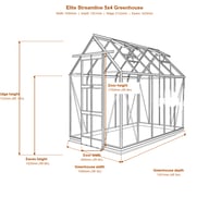 Elite Streamline 5x4 greenhouse dimensions diagram