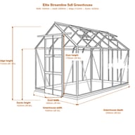 Elite Streamline 5x8 greenhouse dimensions diagram