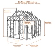 Elite Thyme 6x16 greenhouse dimensions diagram