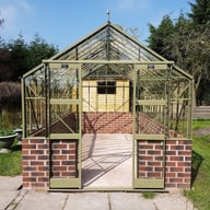Elite Thyme 8x14 Dwarf Wall Greenhouse in Olive with Toughened Glazing