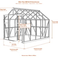 Elite Titan 600 6x10 greenhouse dimensions diagram