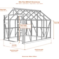 Elite Titan 600 6x12 greenhouse dimensions diagram