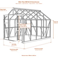 Elite Titan 600 6x14 greenhouse dimensions diagram