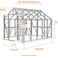 Elite Titan 600 6x18 greenhouse dimensions diagram