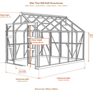 Elite Titan 600 6x20 greenhouse dimensions diagram