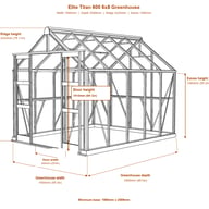 Elite Titan 600 6x8 greenhouse dimensions diagram