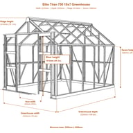 Elite Titan 700 10x7 greenhouse dimensions diagram