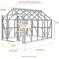 Elite Titan 700 14x7 greenhouse dimensions diagram
