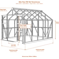 Elite Titan 700 16x7 greenhouse dimensions diagram