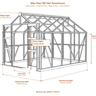 Elite Titan 700 18x7 greenhouse dimensions diagram