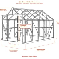 Elite Titan 700 20x7 greenhouse dimensions diagram