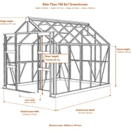 Elite Titan 700 6x7 greenhouse dimensions diagram