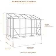 Elite Windsor 4x10 lean-to greenhouse line dimensions