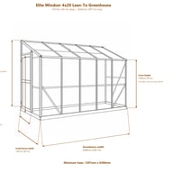 Elite Windsor 4x20 lean-to greenhouse line dimensions
