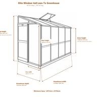 Elite Windsor 4x8 lean-to greenhouse line dimensions