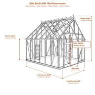 Elite Zenith 800 15x8 greenhouse dimensions diagram