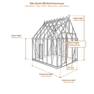 Elite Zenith 800 6x8 greenhouse dimensions diagram