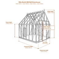 Elite Zenith 800 9x8 greenhouse dimensions diagram