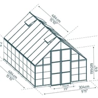 Balance 10x16 Silver Polycarbonate Greenhouse dimensions