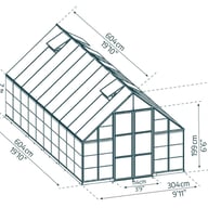 Balance 10x20 Silver Polycarbonate Greenhouse dimensions