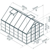 Balance 8x12 Silver Polycarbonate Greenhouse dimensions