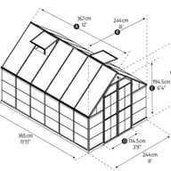 Balance 8x12 Silver Polycarbonate Greenhouse dimensions