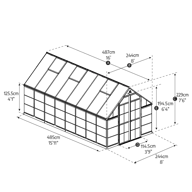 Balance 8x16 Silver Polycarbonate Greenhouse dimensions