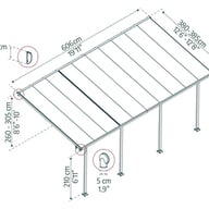 Feria 4m x 6m Patio Cover in Grey dimensions