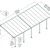 Feria 4m x 7m Patio Cover in Grey dimensions