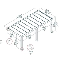 Helsinki 3m x 6.6m Cedar Wood Patio Cover dimensions