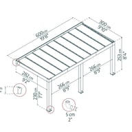 Helsinki 3m x 6m Cedar Wood Patio Cover dimensions