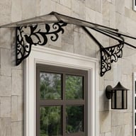 Lily 2130 Black Clear Door Canopy in a garden setting
