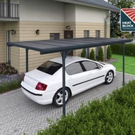 Verona 5000 Carport Grey in a garden setting
