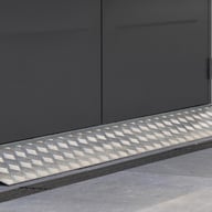 Telluria aluminium ramp threshold at the doors
