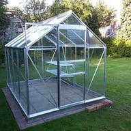Halls Popular Silver 8x6 Greenhouse with Toughened Glass and Staging