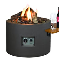 Happy Cocooning 61cm Grey Gas Fire Bowl with Optional Shelf
