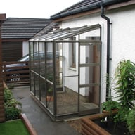 Elite Kensington 4ft lean-to greenhouse, 8x4, mocha finish with drop door