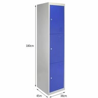 Bulldog 3 Door Locker Blue Dimensions