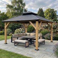 Ottawa Cedar Gazebo with Aylsham Corner Sofa Dining Set