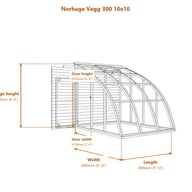 Norhage Vegg 300 10x10 lean-to greenhouse dimensions
