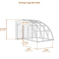 Norhage Vegg 300 10x20 lean-to greenhouse dimensions