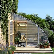 Norhage Vegg 300 wooden lean-to greenhouse front view