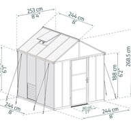 Palram Canopia Glory 8x8 greenhouse dimensions