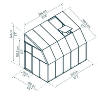 Palram Canopia Sun Room 6x10 White lean-to greenhouse dimensions