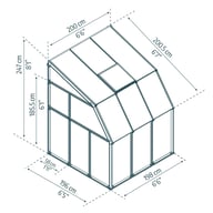 Palram Canopia Sun Room 6x6 White lean-to greenhouse dimensions