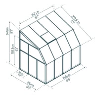 Palram Canopia Sun Room 6x8 White lean-to greenhouse dimensions