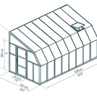 Palram Canopia Sun Room 8x16 White lean-to greenhouse dimensions